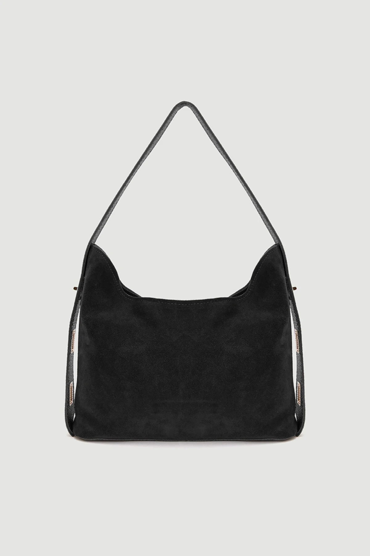 Velina, Hakiki Süet Deri Fermuar Kapama ve İç cep Detaylı Kadın Omuz Çantası - Siyah