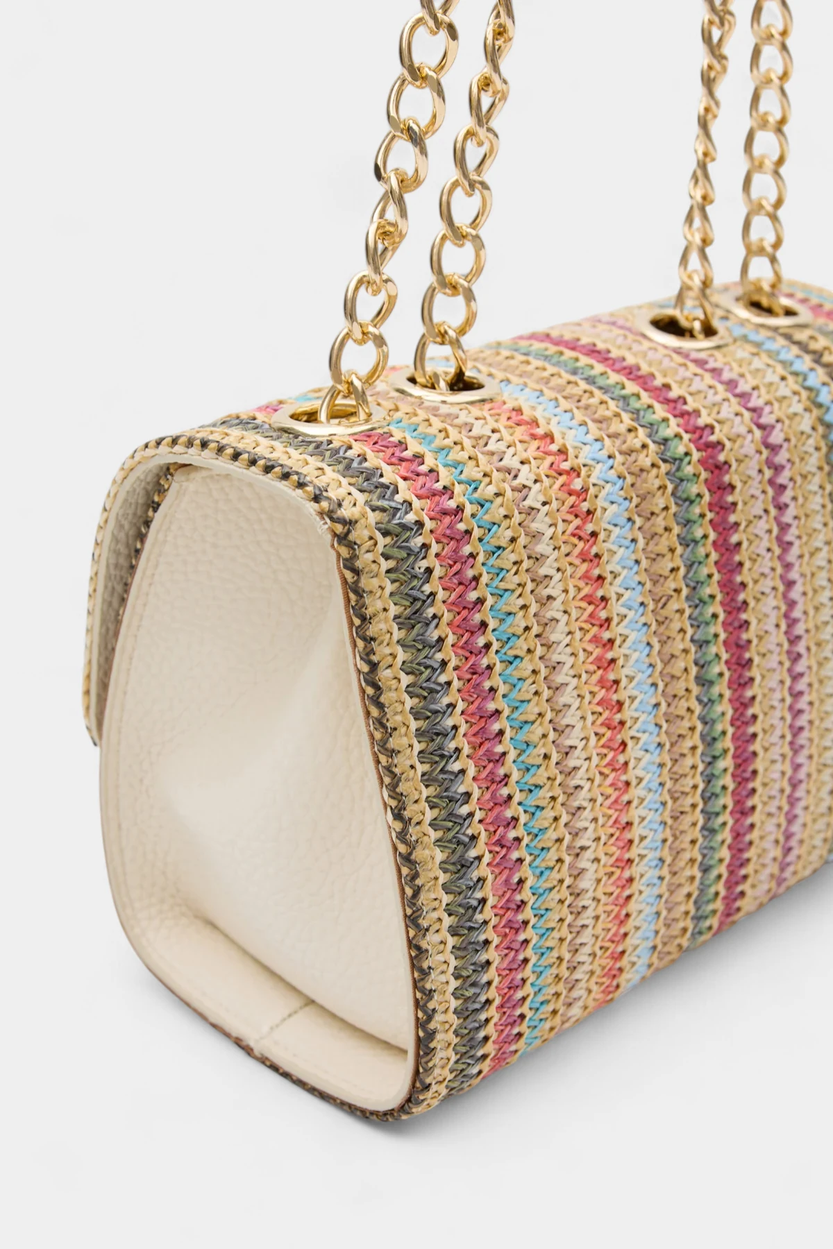 Valencia Zincir Askı Detaylı  Hasır Kadın El ve Omuz Çantası - Çok Renkli