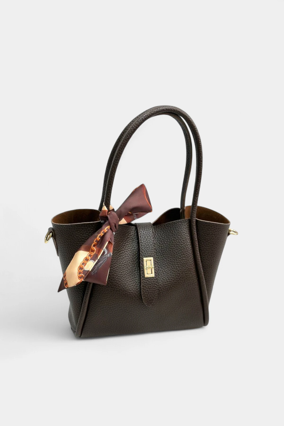 Larisa Uzun Askı ve Organizer Çanta Detaylı Kadın Deri Çanta - Kahverengi