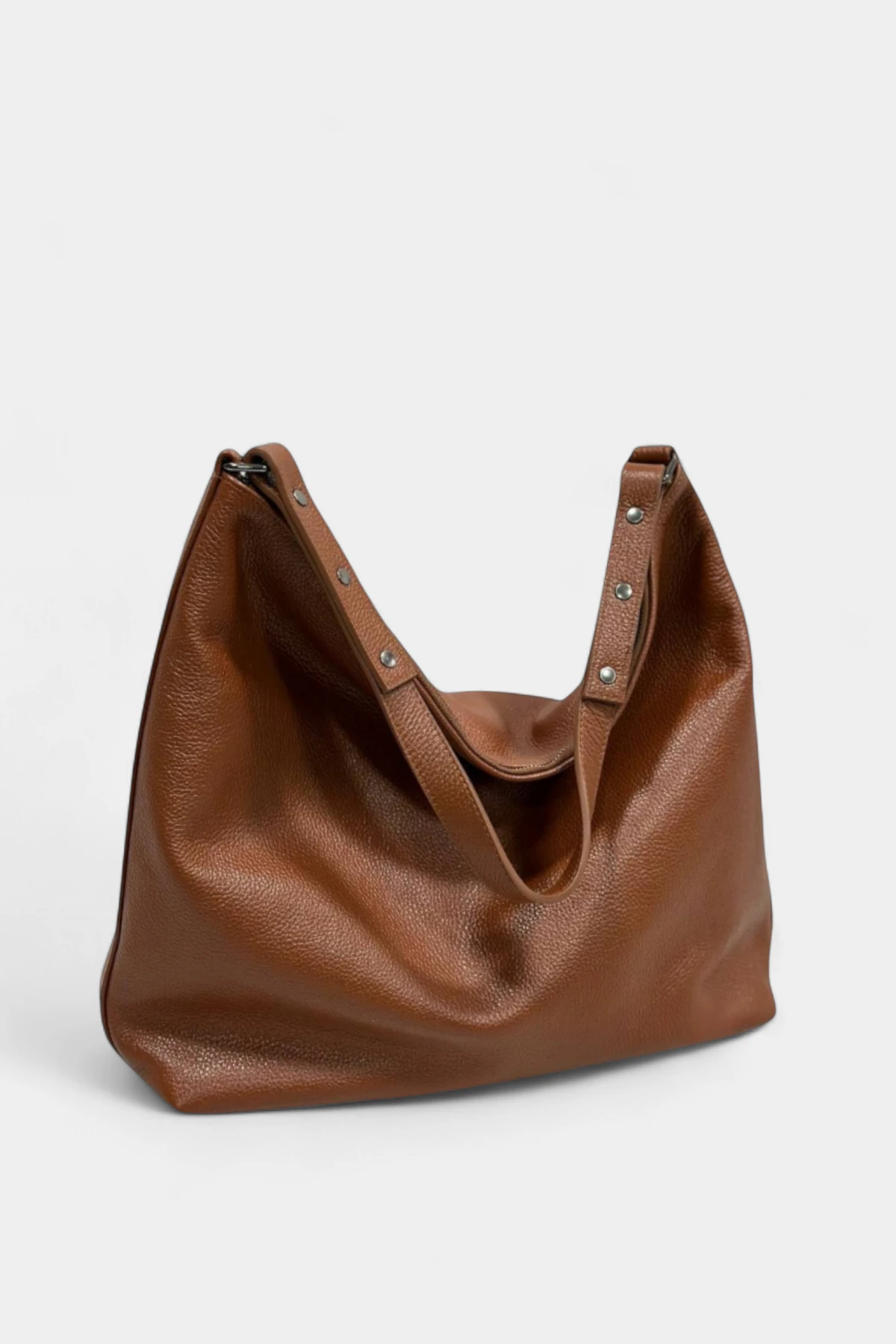 Alexa Hakiki Deri Fermuarlı Kadın Omuz Çantası - Taba