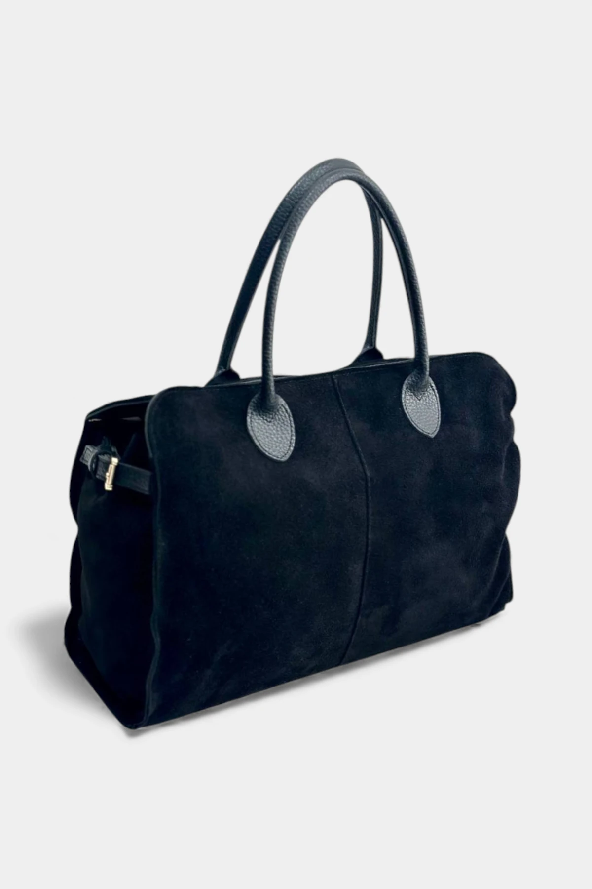 Arin, Hakiki Süet Deri Fermuar Kapama ve İç Cep Detaylı Kadın Omuz Çantası - Siyah