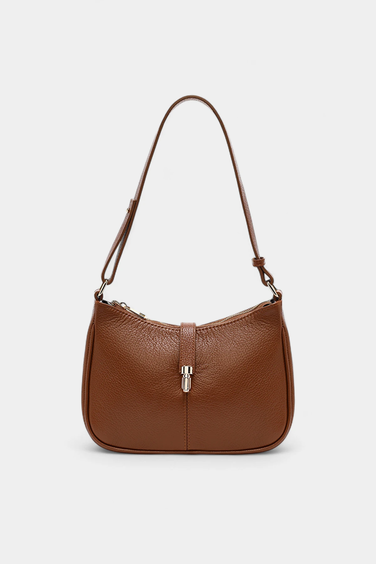 Clara Hakiki Deri Uzun Askı Detaylı Kadın Omuz Çantası - Taba