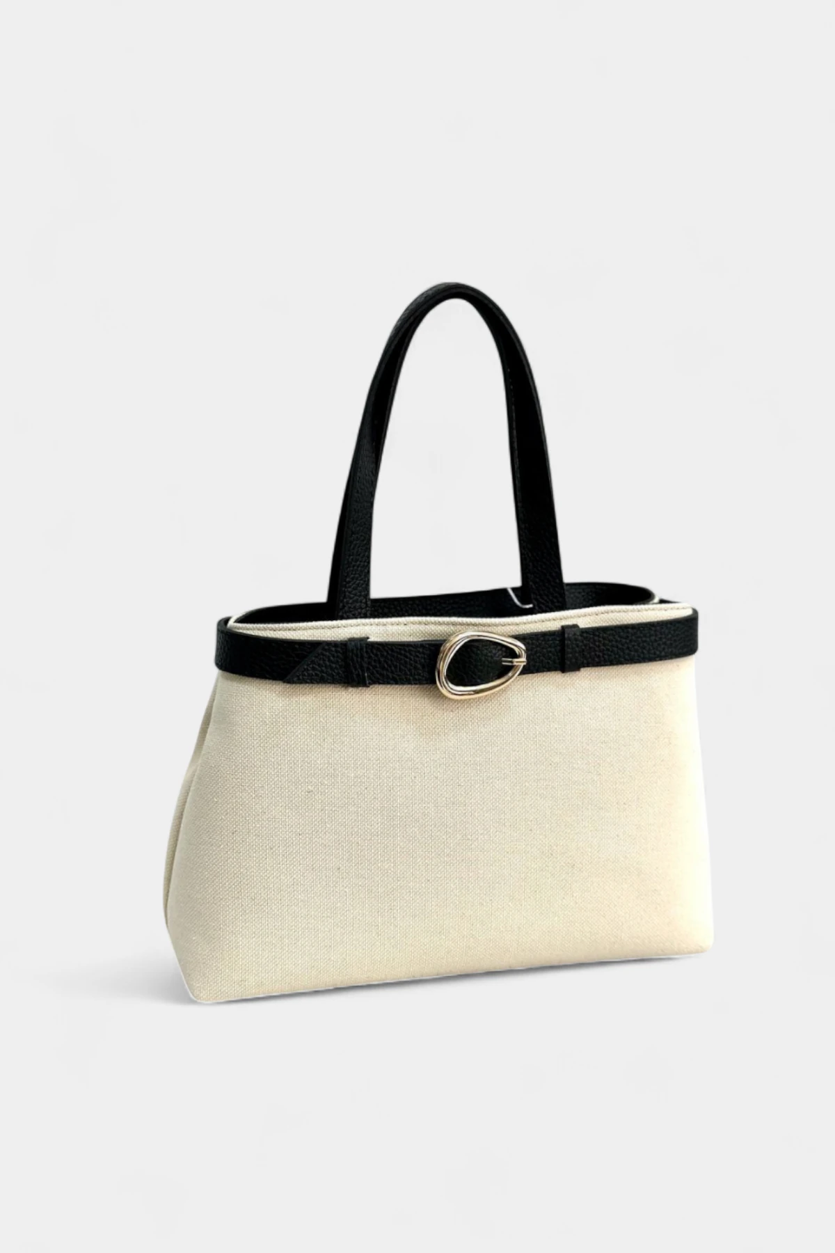 Alia Fermuar Kapamalı Keten Kadın El Ve Omuz Çantası - Siyah