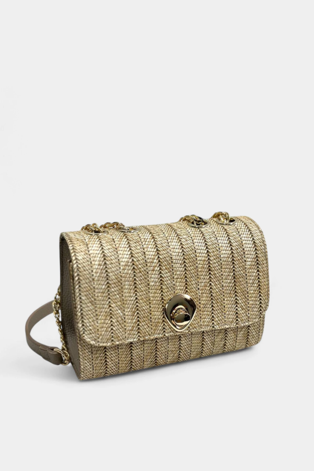 Valencia Zincir Askı Detaylı  Hasır Kadın El ve Omuz Çantası - Bej