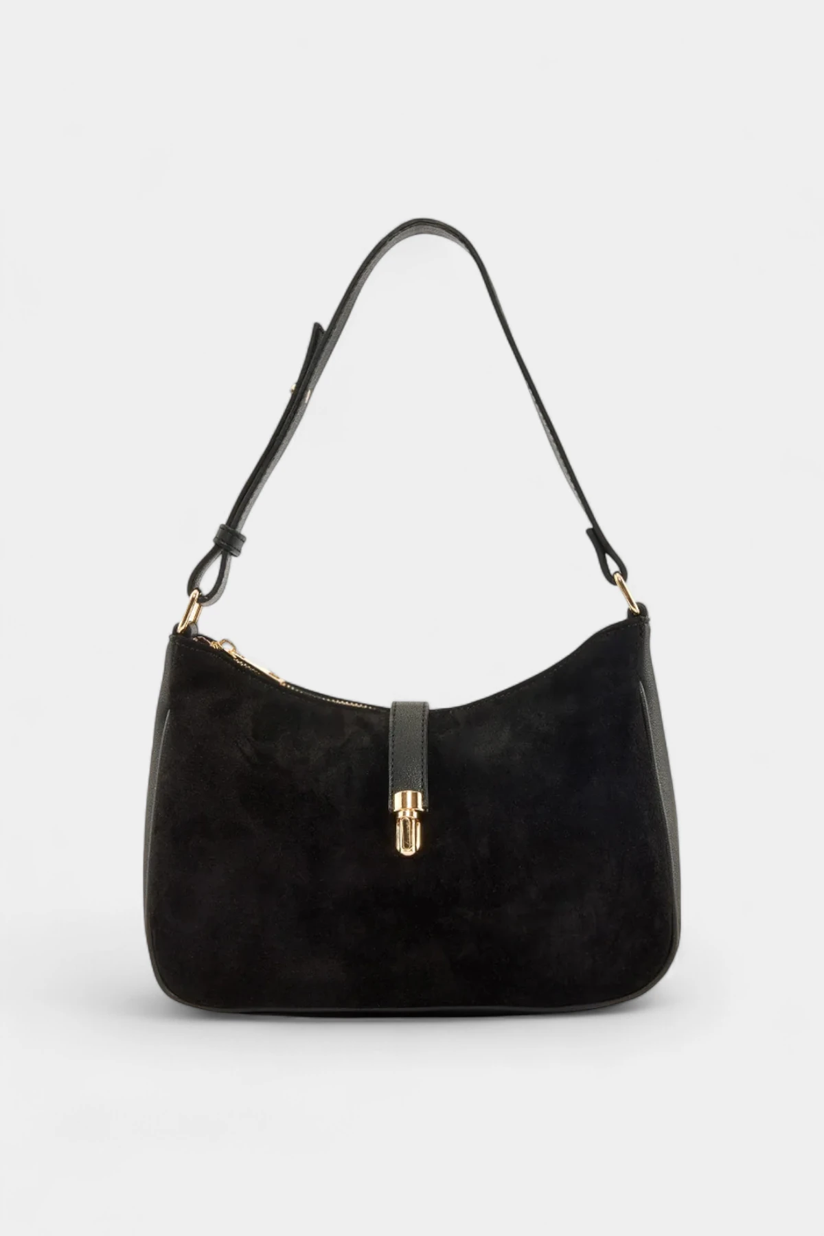 Alice Hakiki Süet Deri Kadın Omuz Çantası - Siyah