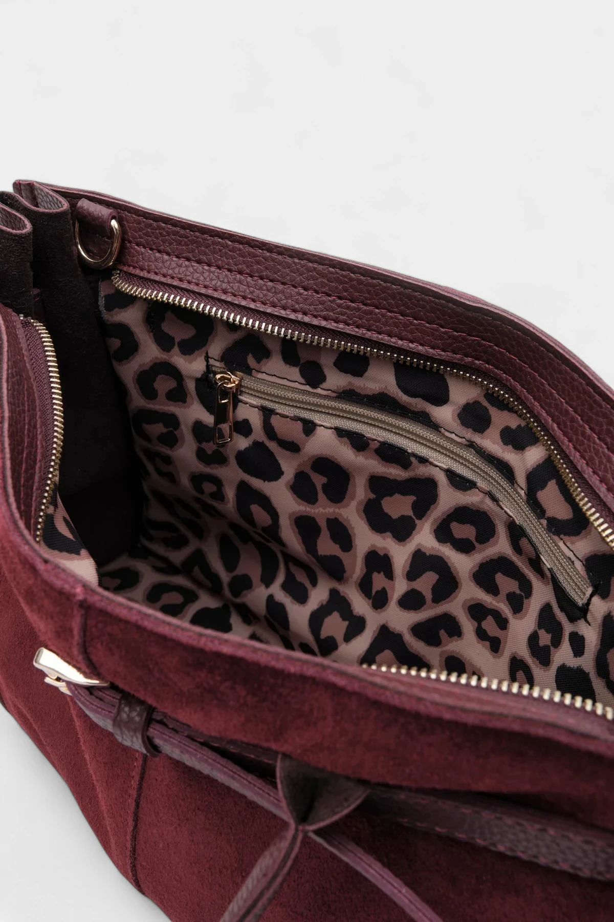 Melina Kemer Detaylı Hakiki Süet Kadın Çanta - Bordo