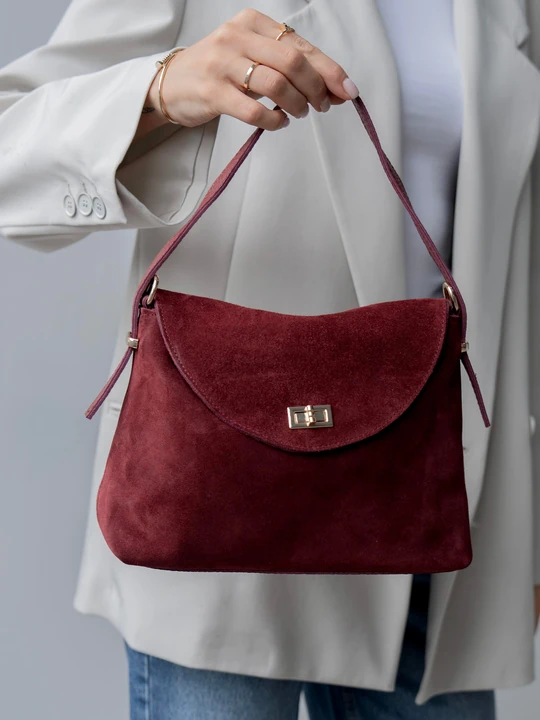 Gisella Hakiki Süet Deri Kadın El ve Omuz Çantası