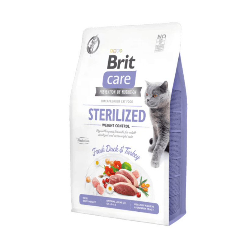 Brit Care Hypo-Allergenic Kilo Kontrolü için Ördekli Tahılsız Kısırlaştırılmış Kedi Maması 7 kg