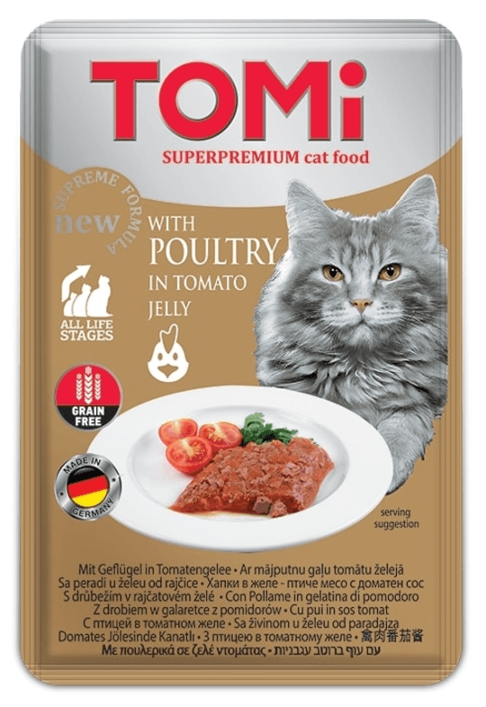 Tomi Super Premium Kedi Kümes Hayvanı Ve Domates Tahılsız Pouch Mama 100gr (pate)