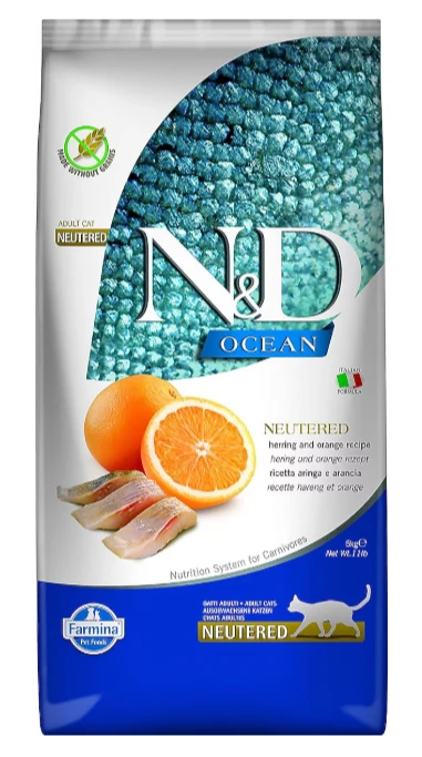 N&D Ocean Ringa Balıklı ve Portakallı 5 kg Kısırlaştırılmış Yetişkin Kedi Maması