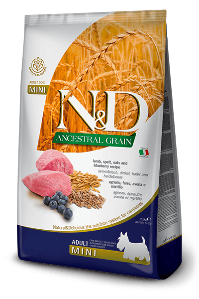 N&D Ancestral Grain Kuzu Etli Yaban Mersinli Küçük Irk Yetişkin Köpek Maması 2,5kg