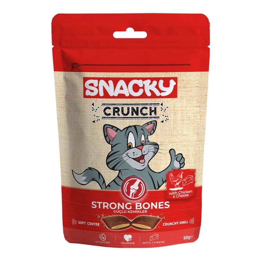 Snacky Kedi Crunch Ödül Strong Bones Tavuk-Peynir 60 gr.