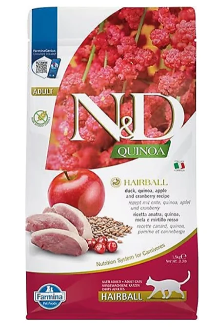 N&D Quinoa Tahılsız Tüy Yumağı Önleyici Yetişkin Kedi Maması 1,5 kg