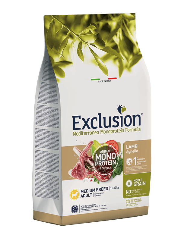 Exclusion Monoprotein Düşük Tahıllı Kuzu Etli Ve Narlı Orta Irk Yetişkin Köpek Maması 3 Kg