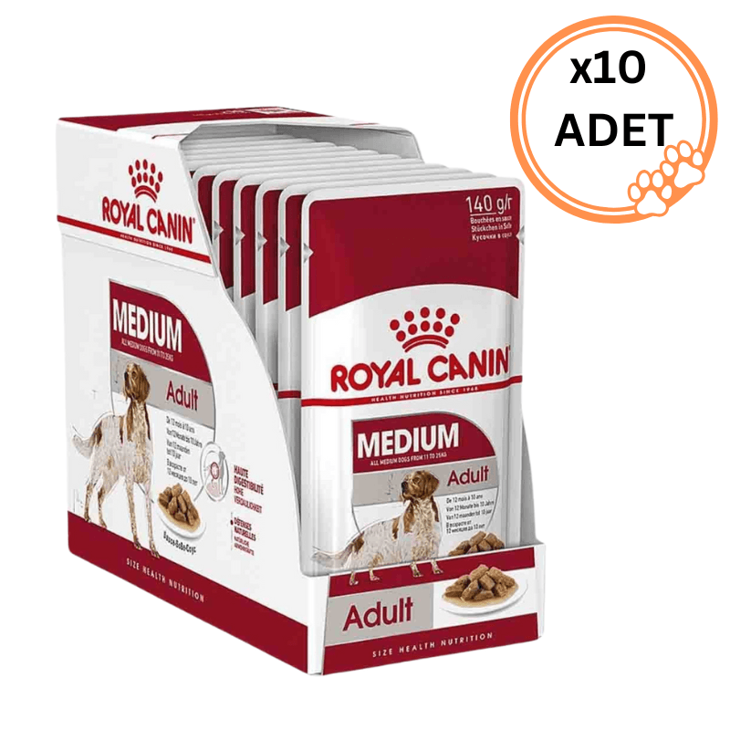 10 Adet Royal Canin Medium Adult Köpek Yaş Maması 10x140 Gr