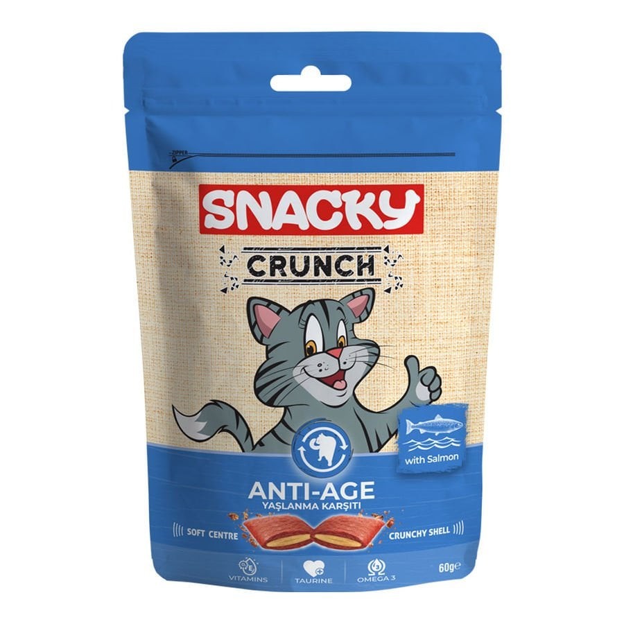 Snacky Kedi Crunch Ödül Anti-Age Somonlu 60 gr.