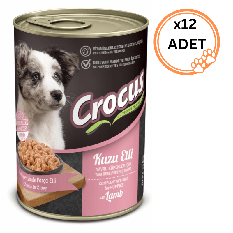 12 ADET Crocus Kuzu Etli 400 gr Yavru Konserve Köpek Maması