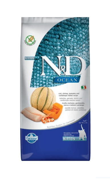N&D Ocean Morina Balıklı Bal Kabaklı Karidesli ve Kavunlu Yavru Kedi Maması 5 kg