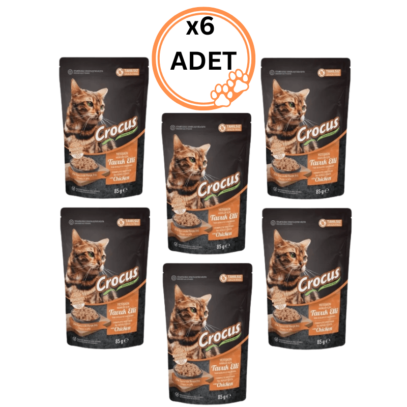 6 ADET Crocus Tahılsız Jöleli Tavuklu Kedi Konservesi 85 gr x6