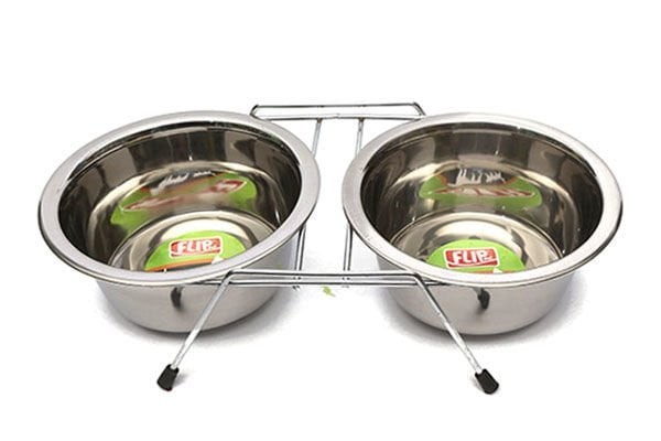32 Oz. KE-3273D 2 Adet Tel Ayaklı Çelik Mama Kabı