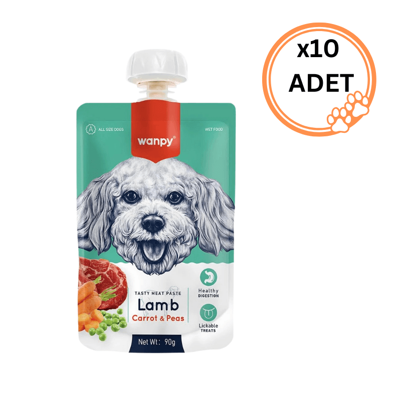 10 ADET Wanpy Taze Kuzulu&Havuçlu Köpek Et Ezmesi 90 gr x10