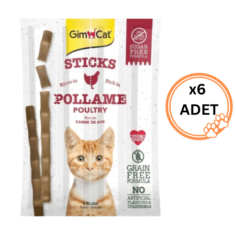 6 Paket GimCat Sticks Tavuklu Ciğerli Taurinli Kedi Ödül Çubuğu 20gr x6
