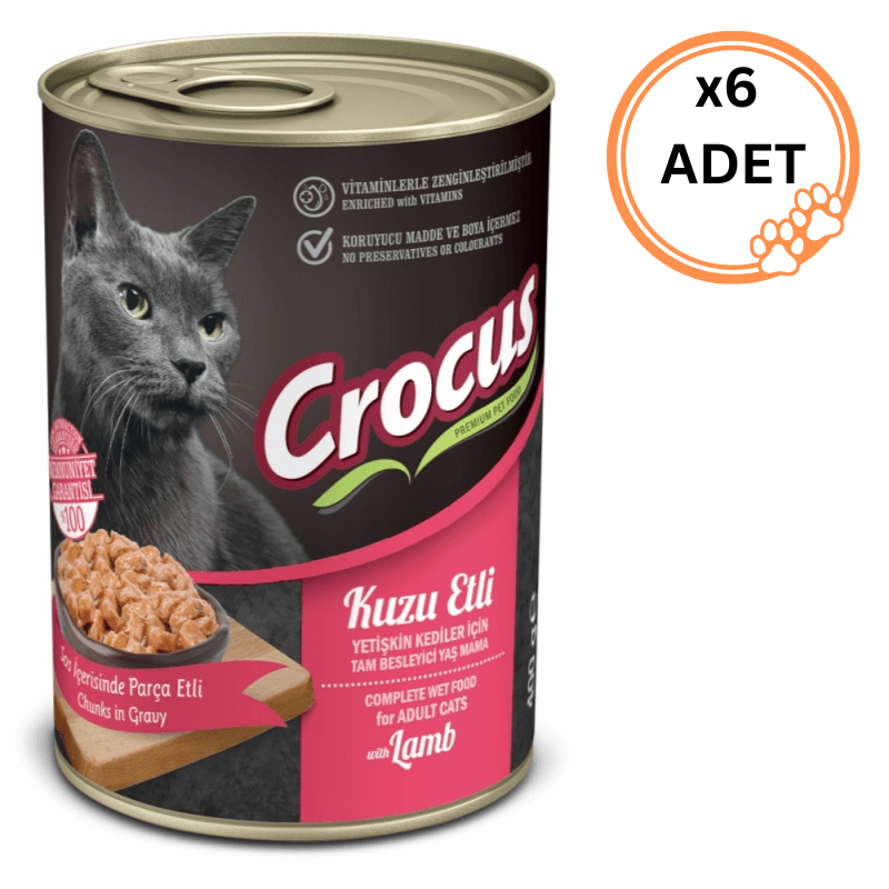 6 ADET Crocus Kuzu Etli 400 gr Yetişkin Konserve Kedi Maması