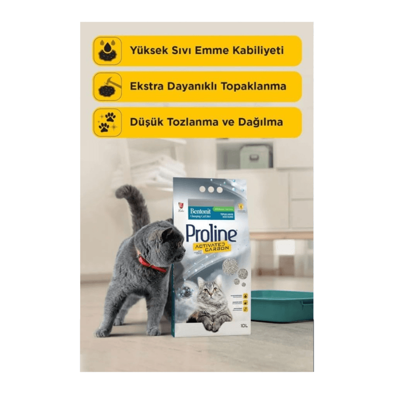 Proline Aktif Karbonlu 10 lt Bentonit Kedi Kumu