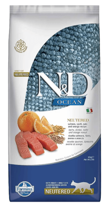 ND Ocean Düşük Tahıllı Somonlu ve Portakallı Kısırlaştırılmış Kedi Maması 10 Kg