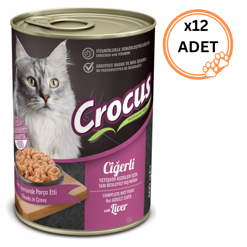 12 ADET Crocus Ciğerli 400 gr Yetişkin Konserve Kedi Maması