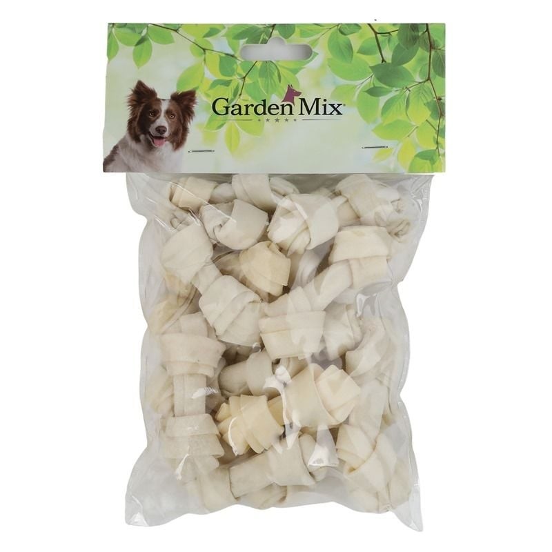 Garden Mix Doğal Beyaz Düğümlü Deri Kemik 2,5-3” – 20'li 160 gr