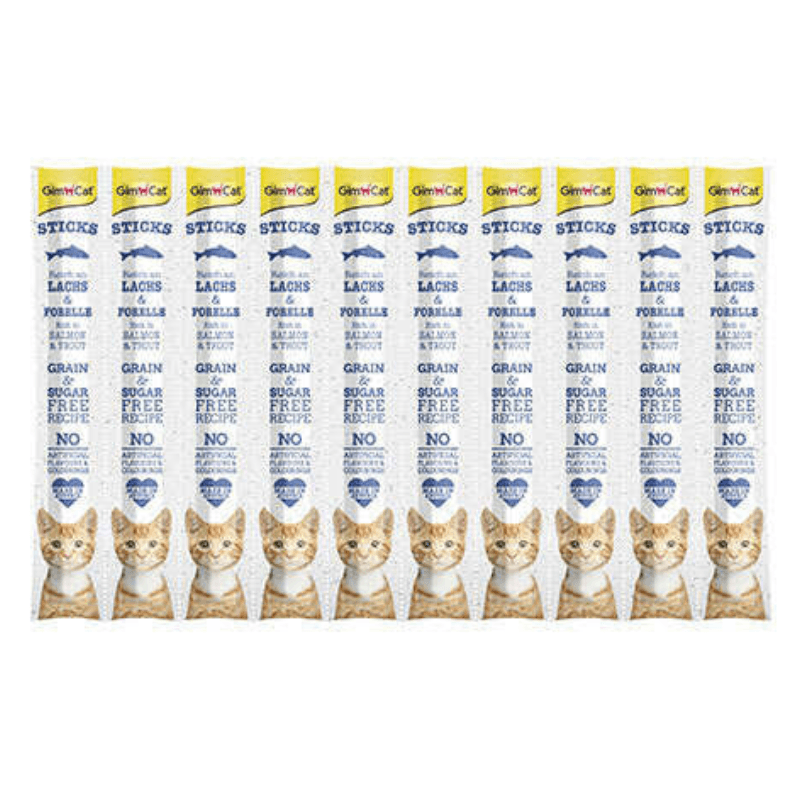 Gimcat Somonlu ve Alabalıklı 10x5 gr Sticks Kedi Ödül Maması