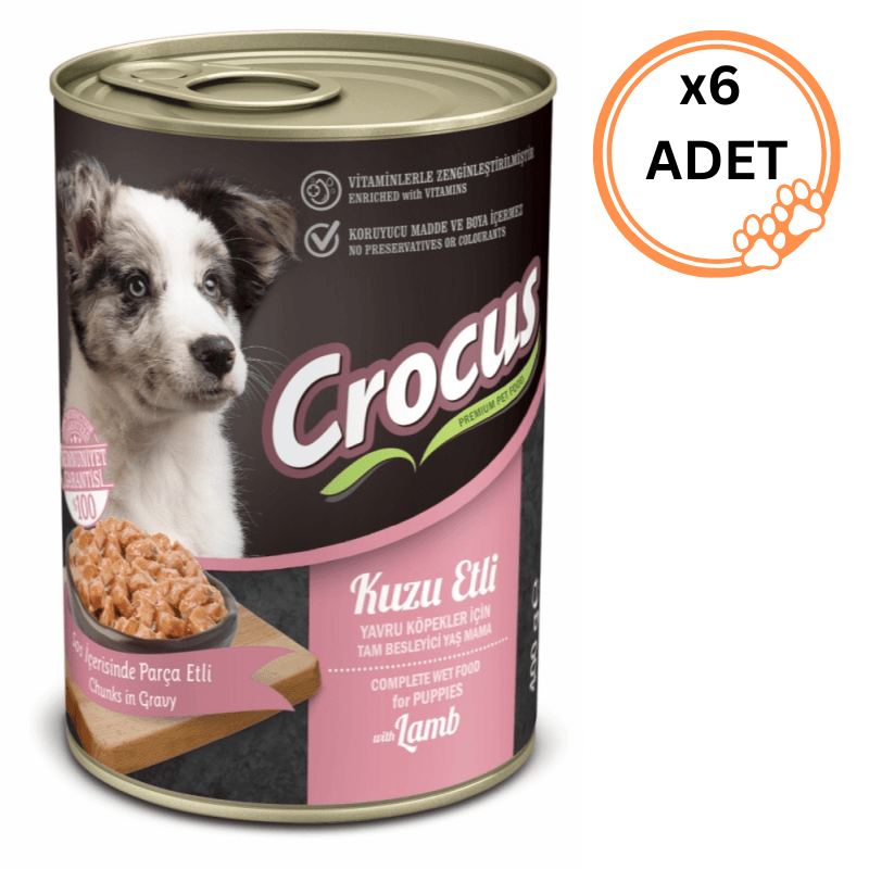 6 ADET Crocus Kuzu Etli 400 gr Yavru Konserve Köpek Maması