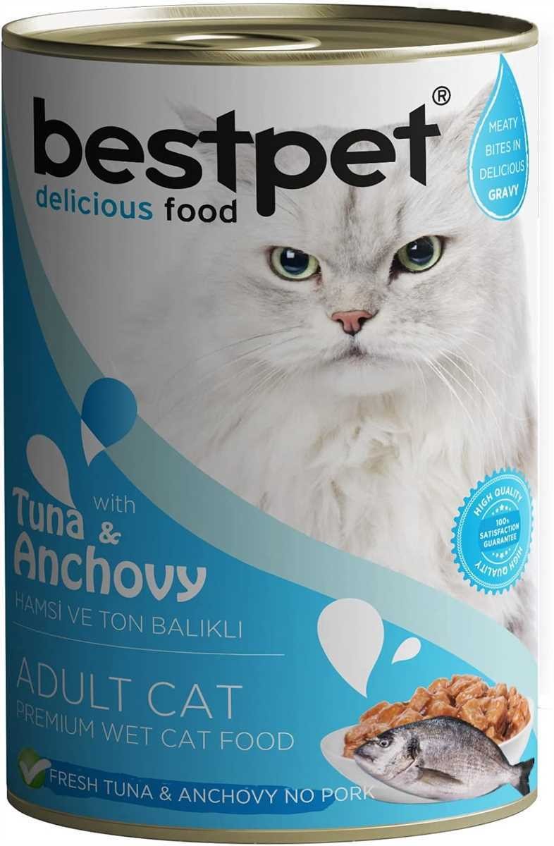 Bestpet Ton ve Hamsi Balıklı Yetişkin Konserve Kedi Maması 400 gr