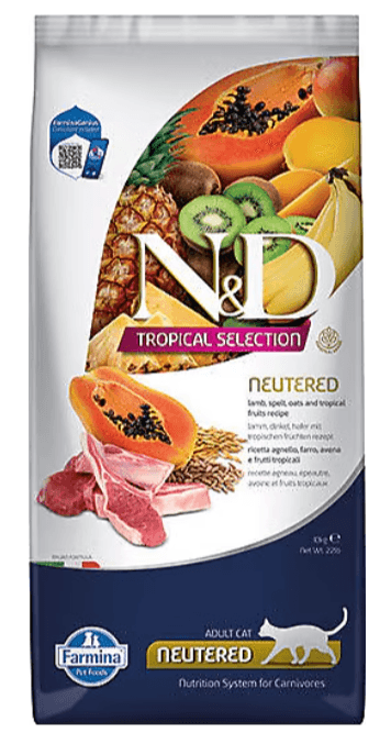 N&D Tropical Selection Kuzu Etli ve Tropikal Meyveli Kısırlaştırılmış Kedi Maması 10 kg