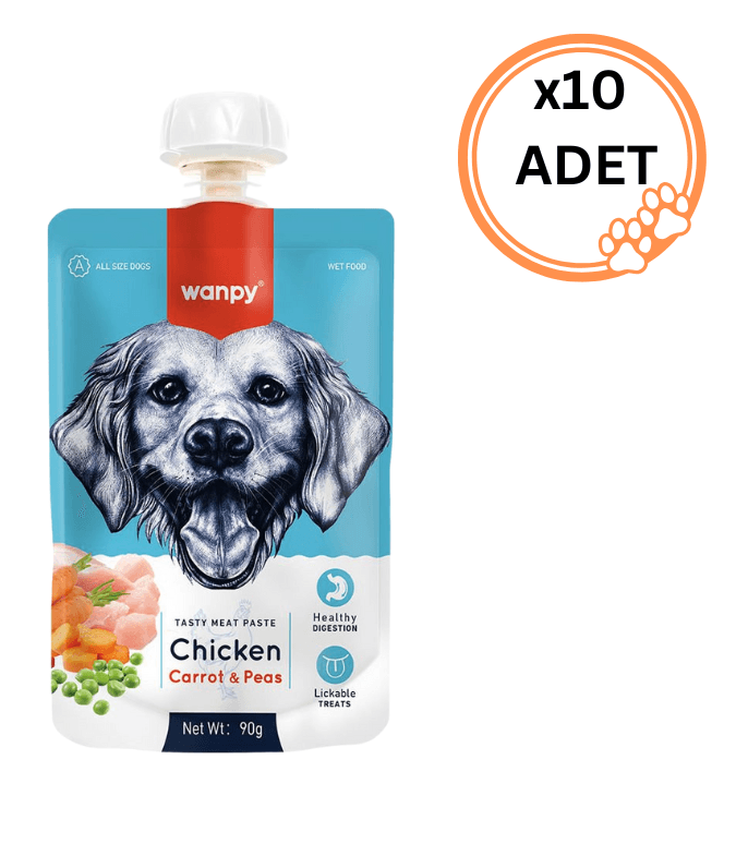 10 ADET Wanpy Taze Tavuklu&Havuçlu Köpek Et Ezmesi 90 gr x10
