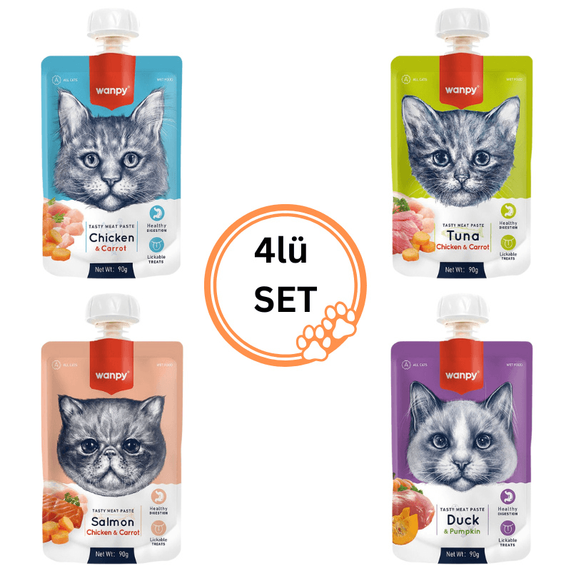 Wanpy Kediler İçin 4lü Karışık Et Ezmesi Seti 90 gr  x4