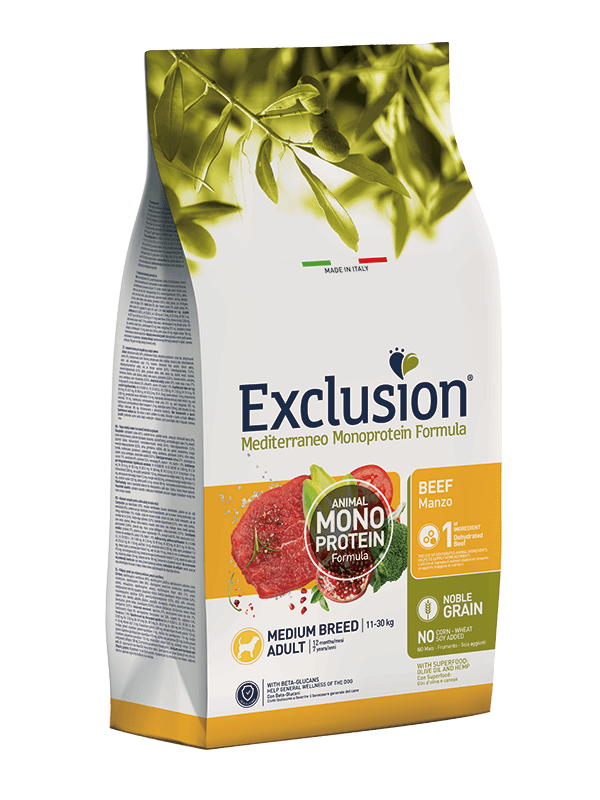 Exclusion Monoprotein Düşük Tahıllı Sığır Etli Ve Narlı Orta Irk Yetişkin Köpek Maması 3 Kg