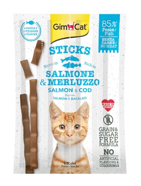 GimCat Sticks Somon Morina Tahılsız Ödül Çubukları 20 gr