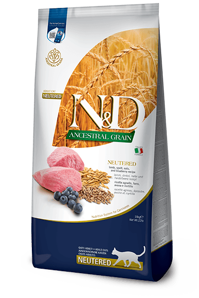 ND Ancestral Grain Kuzu Etli Yaban Mersinli Kısırlaştırılmış Kedi Maması 10 Kg