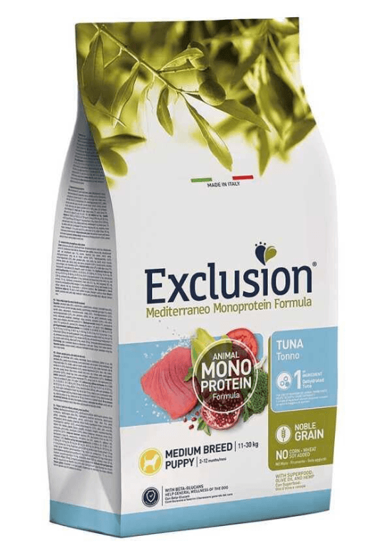 Exclusion Monoprotein Ton Balıklı ve Narlı Düşük Tahıllı Orta Irk Yavru Köpek Maması 3kg