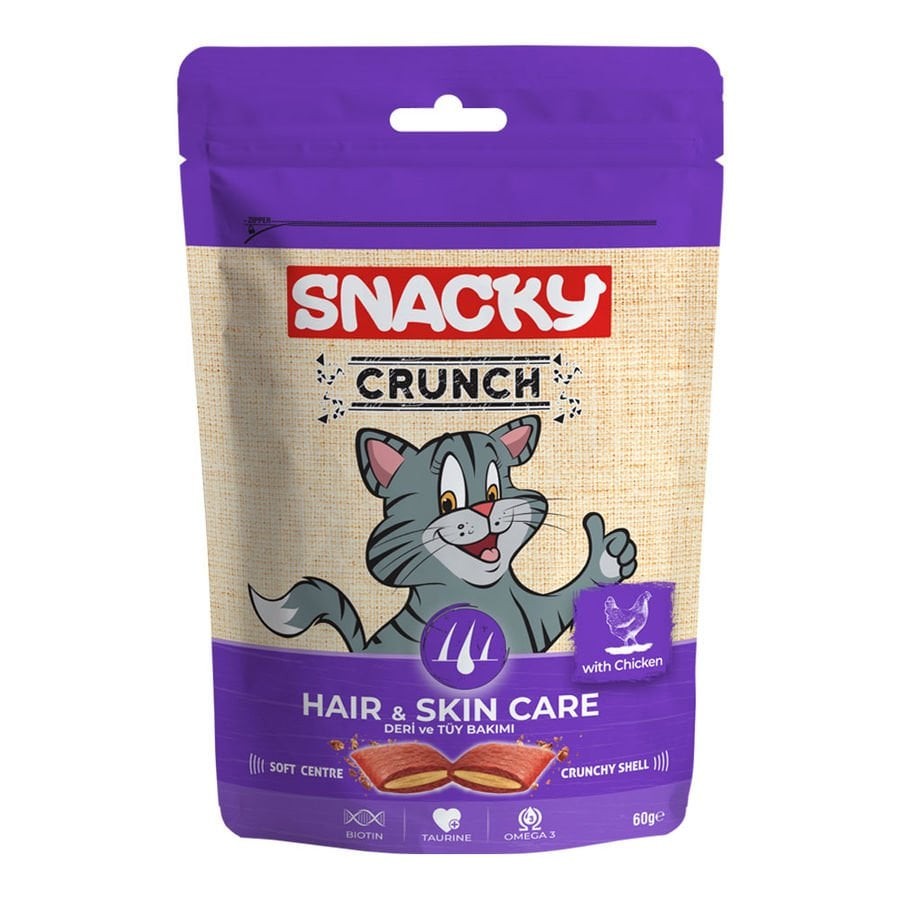 Snacky Kedi Crunch Ödül Hair-Skin Tavuklu 60 gr.