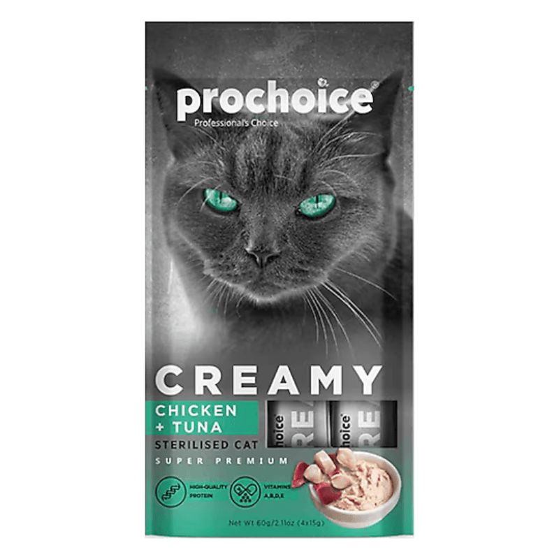 Prochoice Creamy Tavuklu ve Ton Balıklı 4x15 gr Kedi Ödül Maması