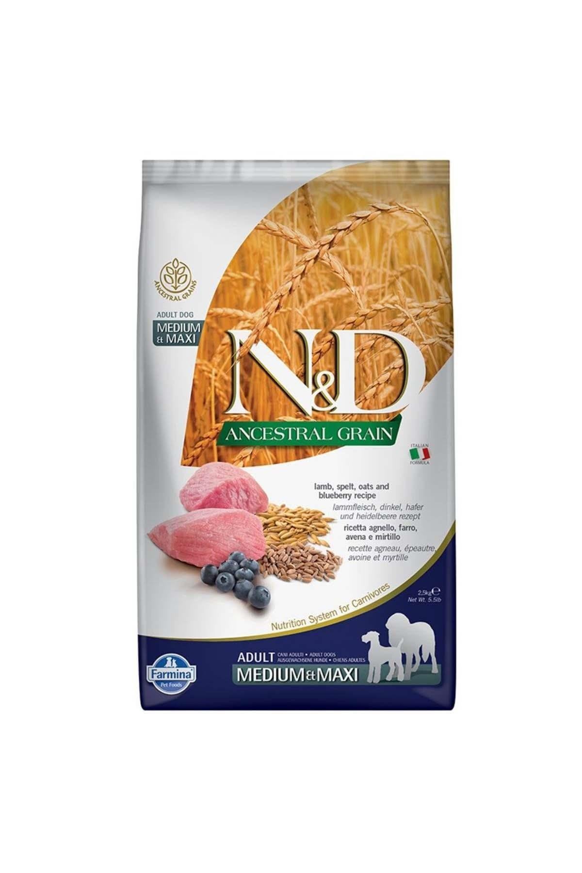 ND Ancestral Grain Kuzu Etli Yaban Mersinli Orta ve Büyük Irk Yetişkin Köpek Maması 2,5 Kg