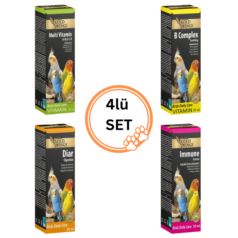 Gold Wings Premium 4lü Karışık Kuş Vitamini Seti 4x 20cc
