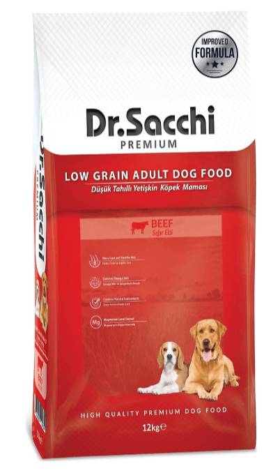 Dr.Sacchi Premium Düşük Tahıllı Sığır Etli Yetişkin Köpek Maması 12 kg