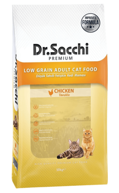 Dr.Sacchi Premium Düşük Tahıllı Tavuklu Yetişkin Kedi Maması 10 Kg