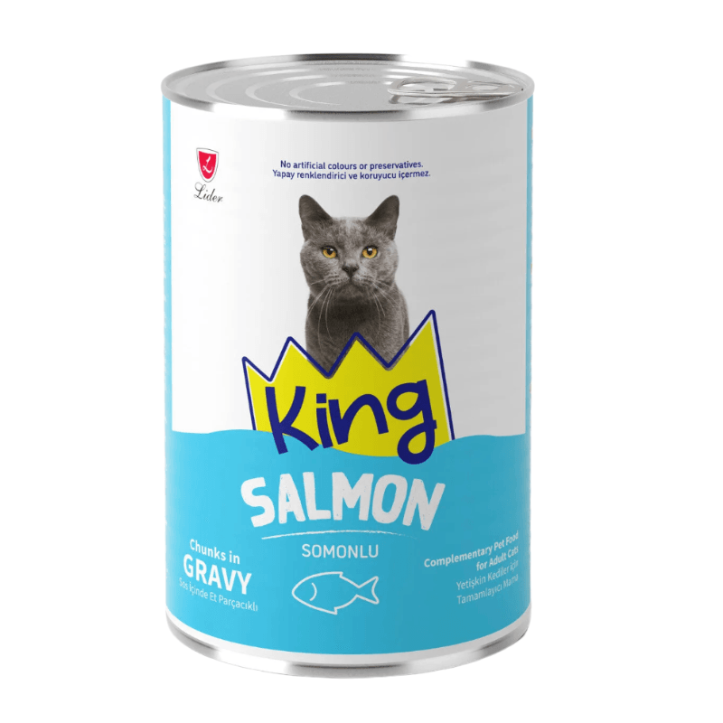King Sos İçerisinde Et Parçacıklı Somonlu Kedi Konservesi 400 gr