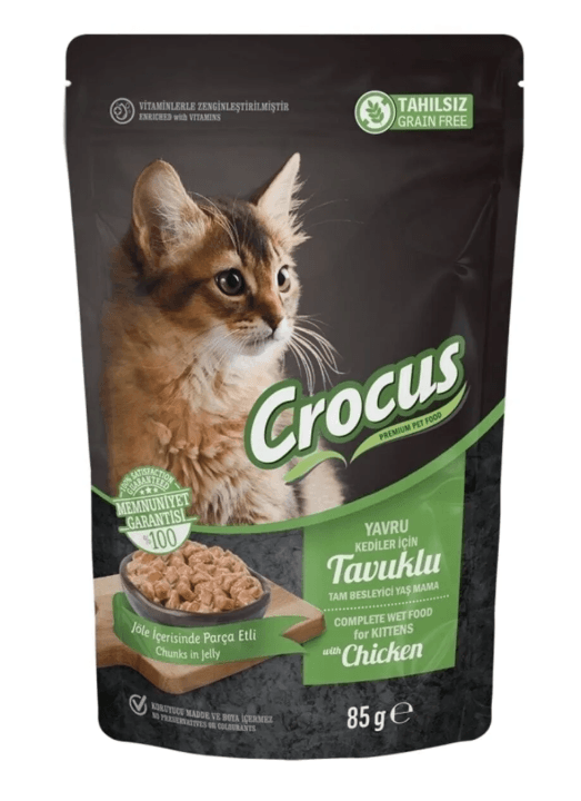 Crocus Tahılsız Yavru Kedi Tavuklu Jöleli Pouch Yaş Mama 85 G
