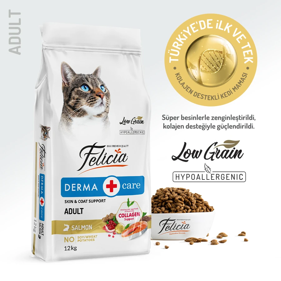 Felicia 12 Kg Kolajenli Somonlu Az Tahıllı Yetişkin Kedi Maması